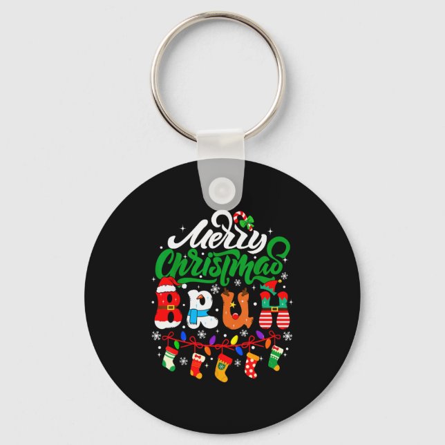 Bruh Christmas Kids Teens Boys Funny Christmas Hum Keychain (Front)