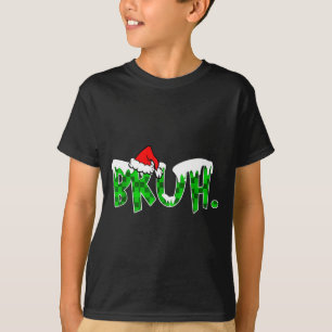 Bruh Christmas Kids Teens Boys Funny Christmas Hum T-Shirt