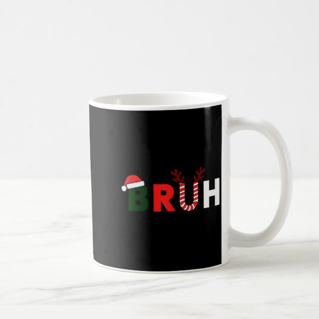 Bruh Christmas Kids Xmas Teens Boys Funny Party Wi Coffee Mug (Right)