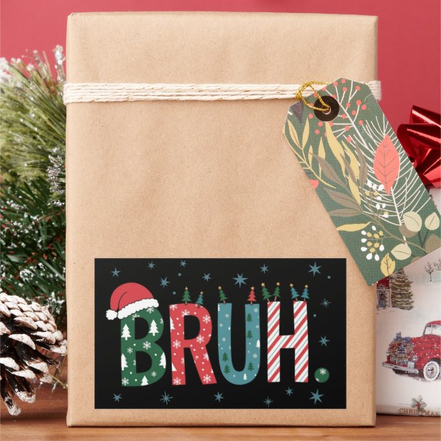 Bruh Christmas Meme Funny Santa Hat Sarcastic Sticker (Holiday)