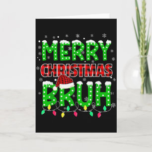 Bruh Christmas Red Plaid Teens Boys Kids Xmas Paja Card