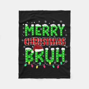 Bruh Christmas Red Plaid Teens Boys Kids Xmas Paja Fleece Blanket