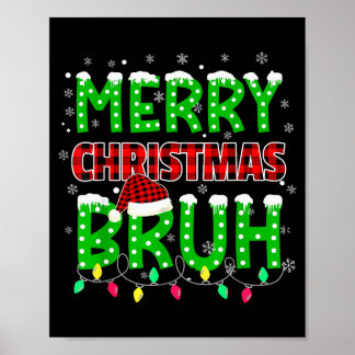 Bruh Christmas Red Plaid Teens Boys Kids Xmas Paja Poster
