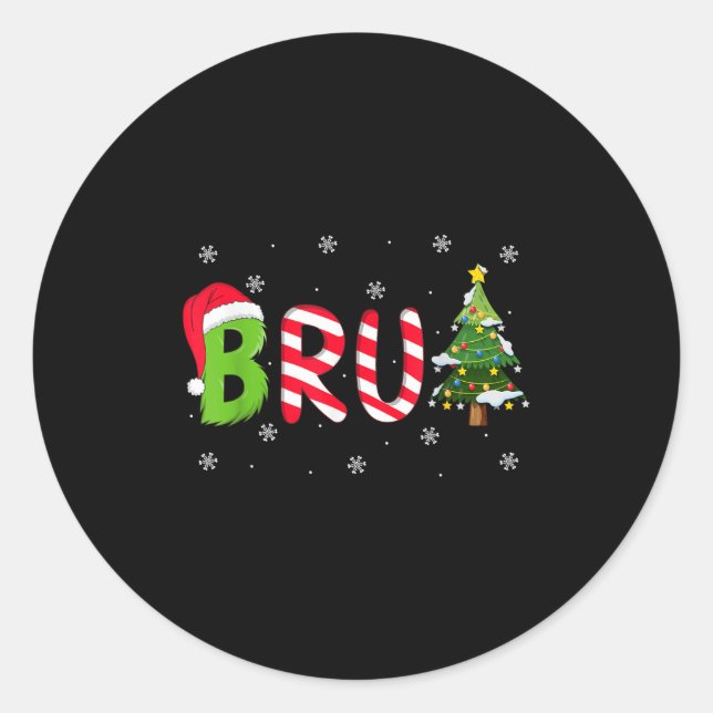 Bruh Christmas Saying Bro Funny Men Boys Bruh Meme Classic Round Sticker (Front)