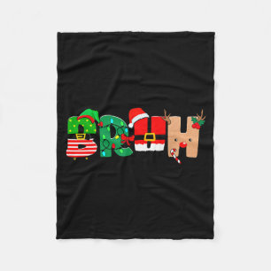 Bruh Christmas Tree Xmas Elf Santa Rudolph Pajamas Fleece Blanket