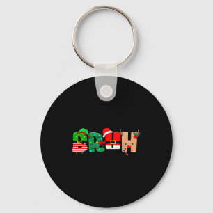 Bruh Christmas Tree Xmas Elf Santa Rudolph Pajamas Keychain