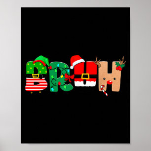 Bruh Christmas Tree Xmas Elf Santa Rudolph Pajamas Poster