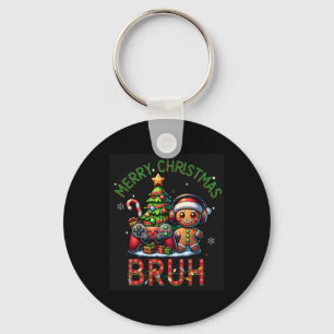 Bruh Christmas Video Game Gamer Merry Christmas Bo Keychain