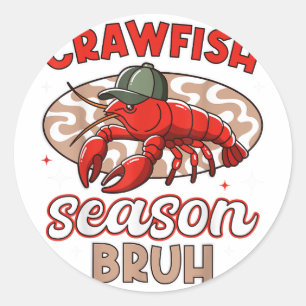 Bruh Crawfish Hat Boy Funny Crawfish Boil Festival Classic Round Sticker