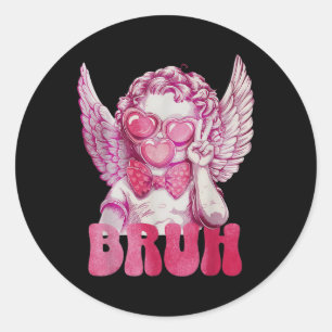 Bruh Cupid Valentines Day Funny Sarcastic Classic Round Sticker