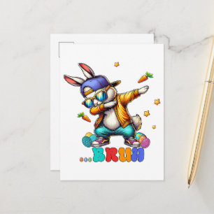 Bruh Dab Bunny Easter Funny Announcement Postcard