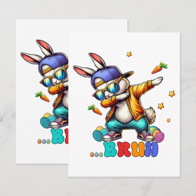 Bruh Dab Bunny Easter Funny Card (Front/Back)