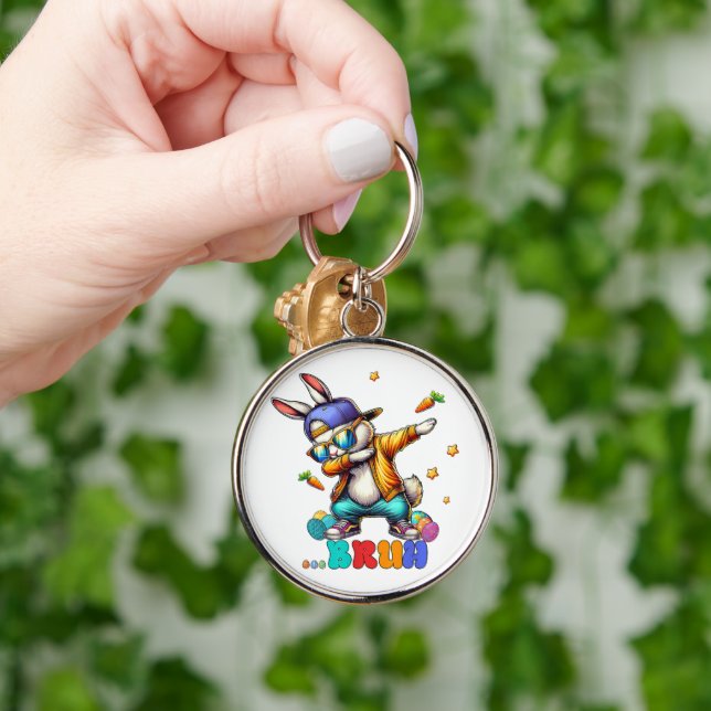 Bruh Dab Bunny Easter Funny Keychain (Hand)