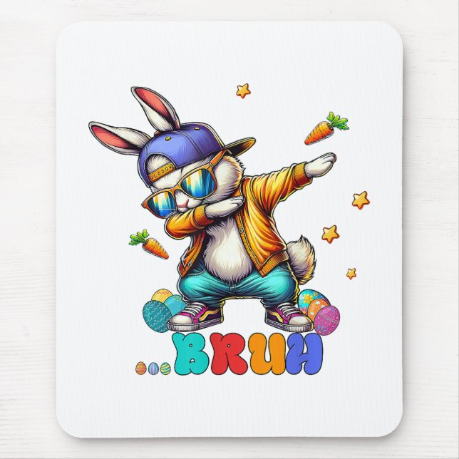 Bruh Dab Bunny Easter Funny Mouse Pad (Front)