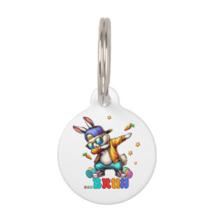 Bruh Dab Bunny Easter Funny Pet Tag