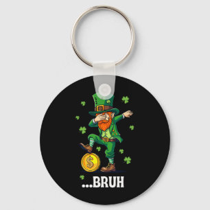 Bruh Dab Leprechaun Funny Kids Boys Mens St Patric Keychain