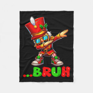 Bruh Dab Nutcracker Funny Kids Boys Mens Christmas Fleece Blanket