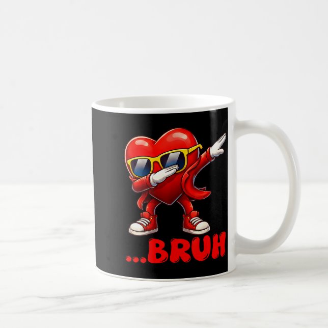 Bruh Dabbing Heart Funny Kids Boys Mens Valentine  Coffee Mug (Right)