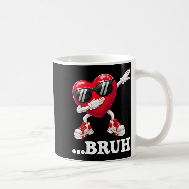 Bruh Dabbing Heart Funny Kids Boys Mens Valentine  Coffee Mug (Right)