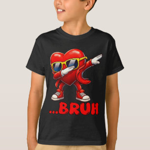 Bruh Dabbing Heart Funny Kids Boys Mens Valentine  T-Shirt