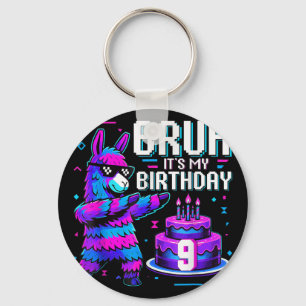 Bruh Dabbing Its My 9th Birthday Llama Pinata Boy Keychain