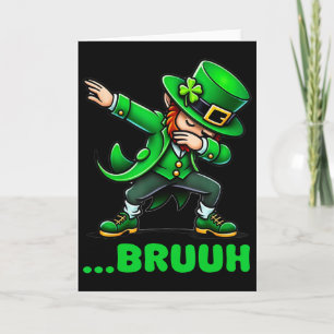 Bruh Dabbing Leprechaunn Funny St Patricks Day Ret Card