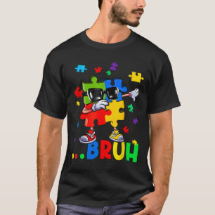 Bruh Dabbing Puzzle Autism Awareness Teens Boys Ki T-Shirt