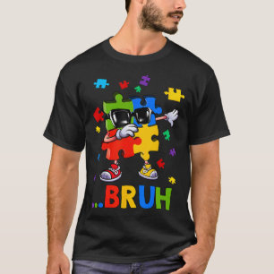Bruh Dabbing Puzzle Autism Awareness Teens Boys Ki T-Shirt