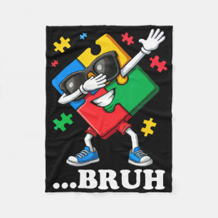 Bruh Dabbing Puzzle Funny Kids Boys Mens Autism Fleece Blanket