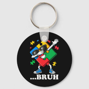 Bruh Dabbing Puzzle Funny Kids Boys Mens Autism Keychain