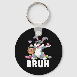 Bruh Dabbing Rabbit Bunny Happy Easter Day Egg Boy Keychain