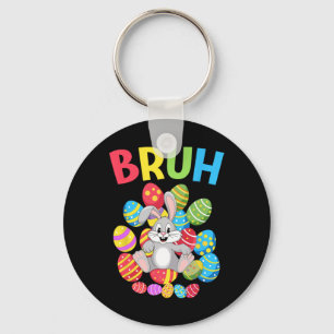 Bruh Dabbing Rabbit Bunny Happy Easter Day Egg Boy Keychain