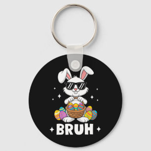 Bruh Dabbing Rabbit Bunny Happy Easter Day Egg Boy Keychain
