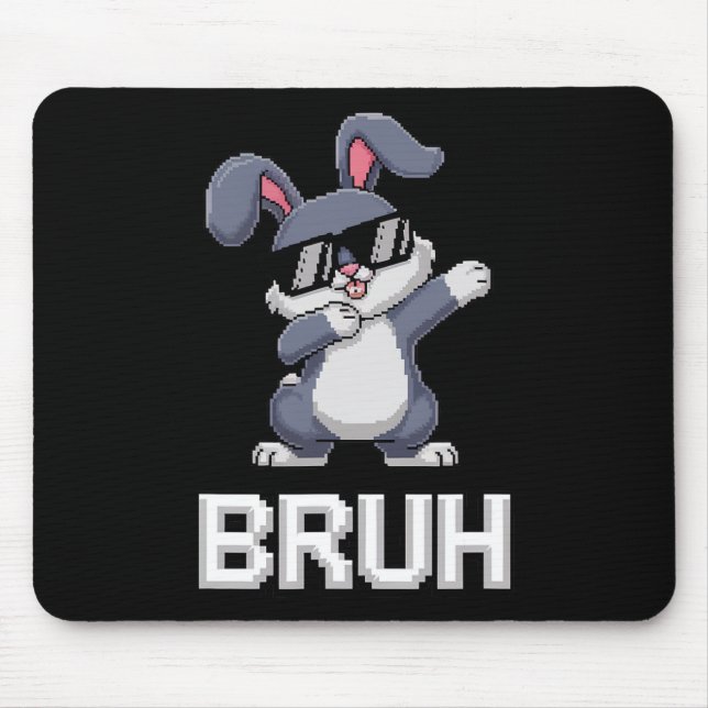 Bruh Dabbing Rabbit Bunny Happy Easter Day Egg Boy Mouse Pad (Front)