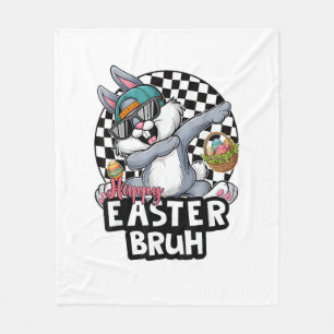 Bruh Dabbing Rabbit Easter Day Eggs Dab Boys Girls Fleece Blanket