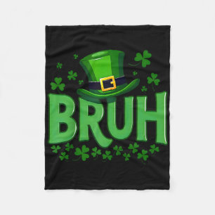 Bruh Dabbing Shamrock Clover St Patricks Day Teens Fleece Blanket