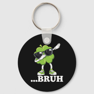 Bruh Dabbing Shamrock Funny Mens Kids Boys St Patr Keychain