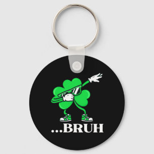 Bruh Dabbing Shamrock Funny St Patricks Day Teens Keychain