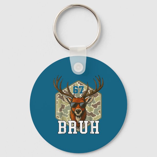 Bruh Deer 67 Funny Deer Hunting Camo Hat Youth Tee Keychain (Front)