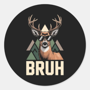 Bruh Deer Funny Deer Hunting Camo Hat Youth Kids S Classic Round Sticker