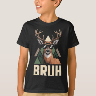 Bruh Deer Funny Deer Hunting Camo Hat Youth Kids S T-Shirt
