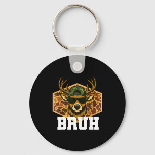 Bruh Deer Funny Deer Hunting Camo Hat Youth Teens Keychain