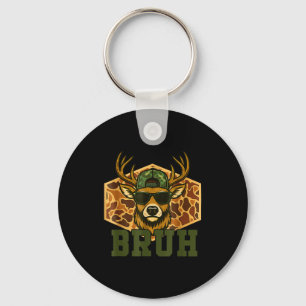 Bruh Deer Funny Deer Hunting Camo Hat Youth Teens Keychain