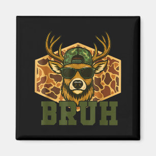 Bruh Deer Funny Deer Hunting Camo Hat Youth Teens  Magnet