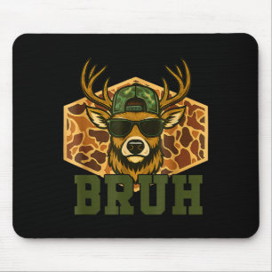 Bruh Deer Funny Deer Hunting Camo Hat Youth Teens Mouse Pad