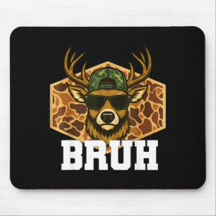 Bruh Deer Funny Deer Hunting Camo Hat Youth Teens Mouse Pad