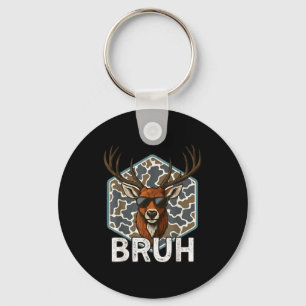 Bruh Deer Hunter Funny Deer Hunting Camo Men Teens Keychain