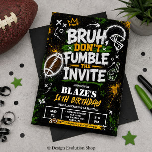 Bruh Don't Fumble the Invite Birthday Invitation