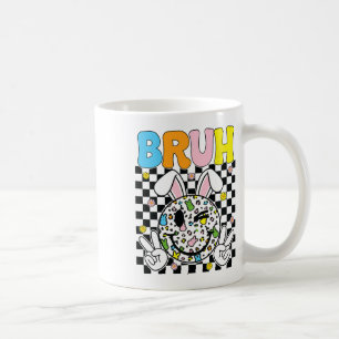 Bruh Easter Day Funny Bunny Eggs Groovy Smile Face Coffee Mug