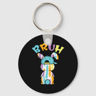 Bruh Easter Day Funny Colourful Rabbit Bunny Easte Keychain